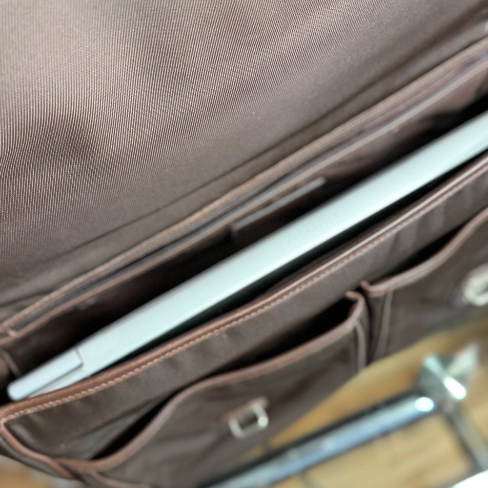 Vintage Coach Brown Leather & Nylon Unisex Briefcase Laptop Messenger Bag - Picture 14 of 16